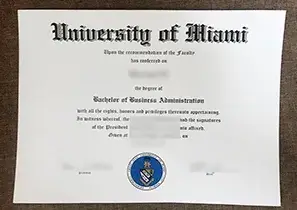University of Miami Graduation Certificate