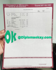 UMN成绩单办理 明尼苏达大学成绩单购买